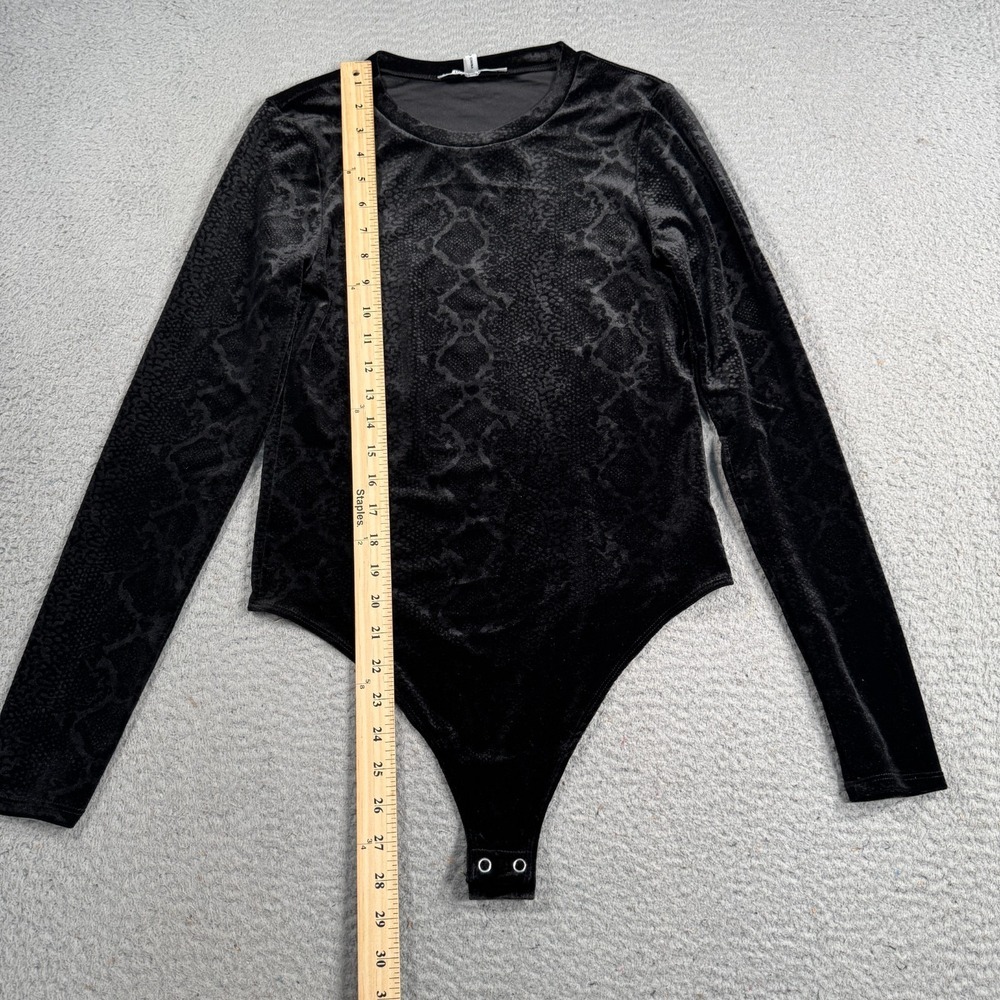 Good American Bodysuit Women's 3 Black Velvet Snakeskin Print Scuba‎ Contour - Picture 5 of 7